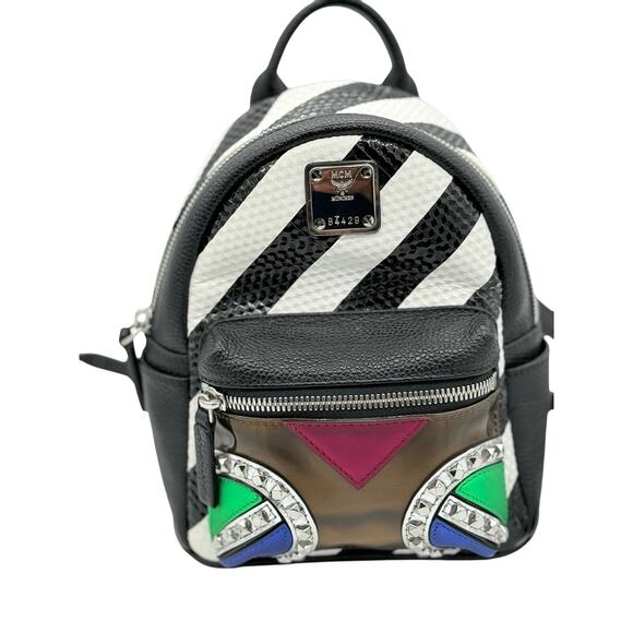 MCM X-Mini Stark Striped Roboter Mixed-Media Backpack*one strap - Picture 7 of 14